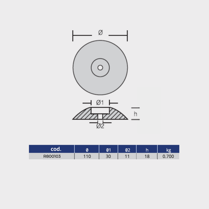 Ruder/telleranoden Zink - DIA: 110 mm, 0,700 kg, 2er-Pack