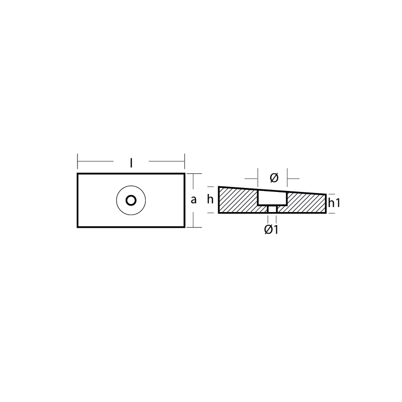 Ritning på Zinkanod Honda, motor, 41109-ZW1-B03, 0.218kg/0.48LB, R801407 - AnodeFactory