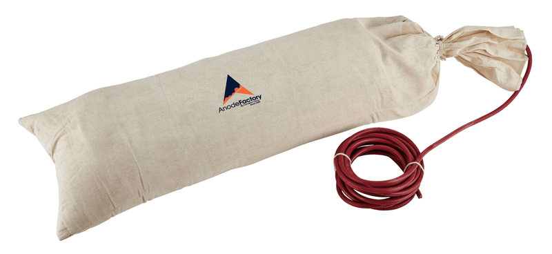 Mg-Anode in Backfülle 14,5 kg/32 lbs, 1,7 V, inkl. 3 m, 10mm2 rotes XLPE/PVC (496*140*146 mm)